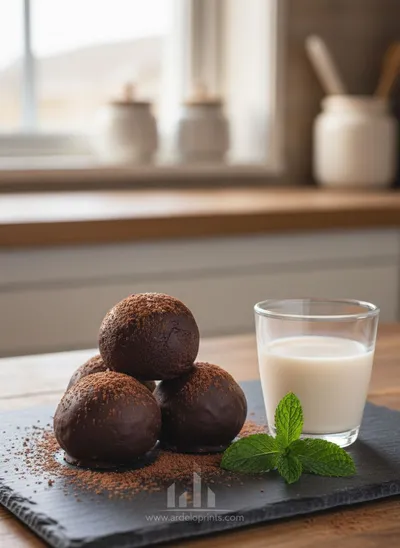 Dark Chocolate Protein Balls - No Bake Low Carb - ready to serve