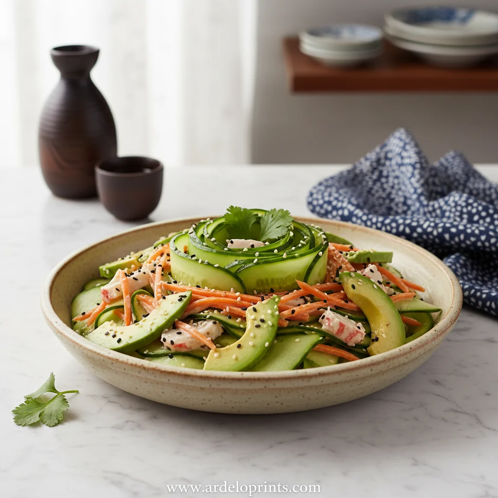 Easy California Roll Cucumber Salad - feature image