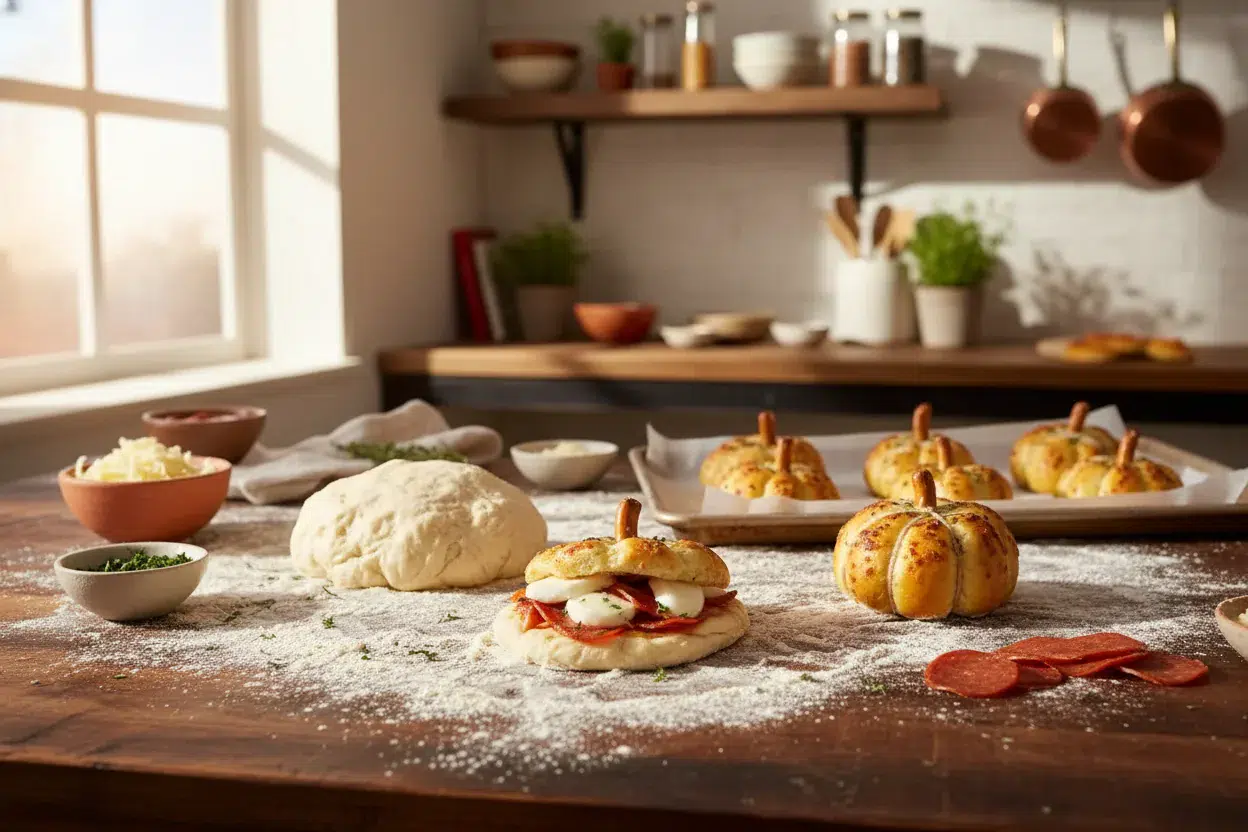 Easy Pizza Stuffed Pumpkins: Fun Halloween Dinner Idea - cooking process