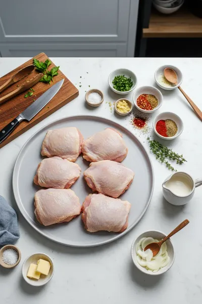 Easy Skillet Chicken Thighs Recipe - ingredients preparation
