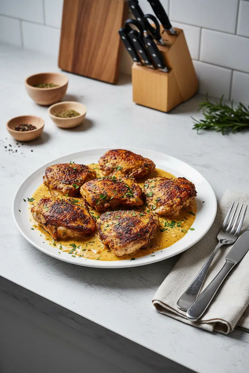 Easy Skillet Chicken Thighs Recipe - final presentation