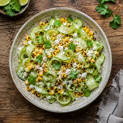 Street Corn Creamy Cucumber Salad - ready to serve