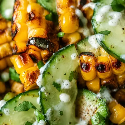 Street Corn Creamy Cucumber Salad - ingredients preparation