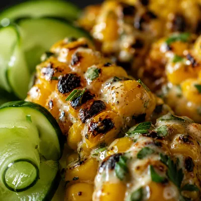Street Corn Creamy Cucumber Salad - ingredients preparation