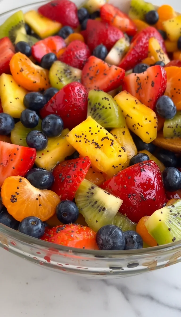 Fresh Fruit Salad with Honey Lime Poppy Seed Dressing - feature image