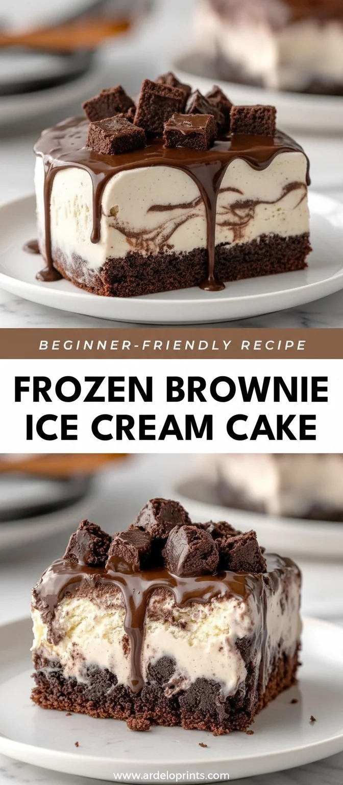 Frozen Brownie Ice Cream Cake - feature image