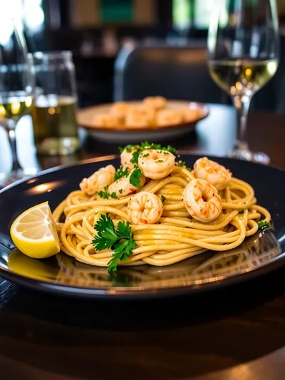 Garlic Butter Shrimp Scampi Pasta - ready to serve