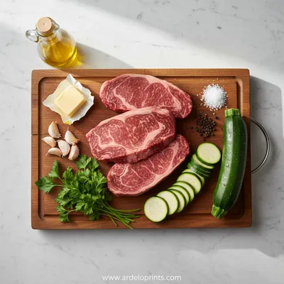 Garlic Butter Steak and Zucchini Delight - cooking process