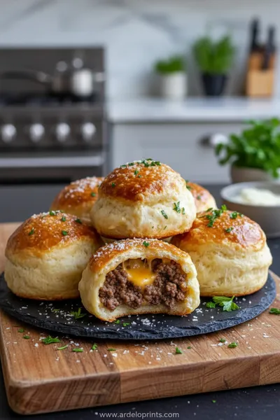 Garlic Parmesan Cheeseburger Bombs - ready to serve