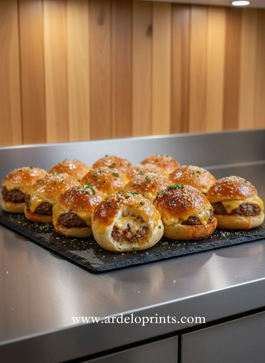 Garlic Parmesan Cheeseburger Bombs – Game Night Snack - feature image