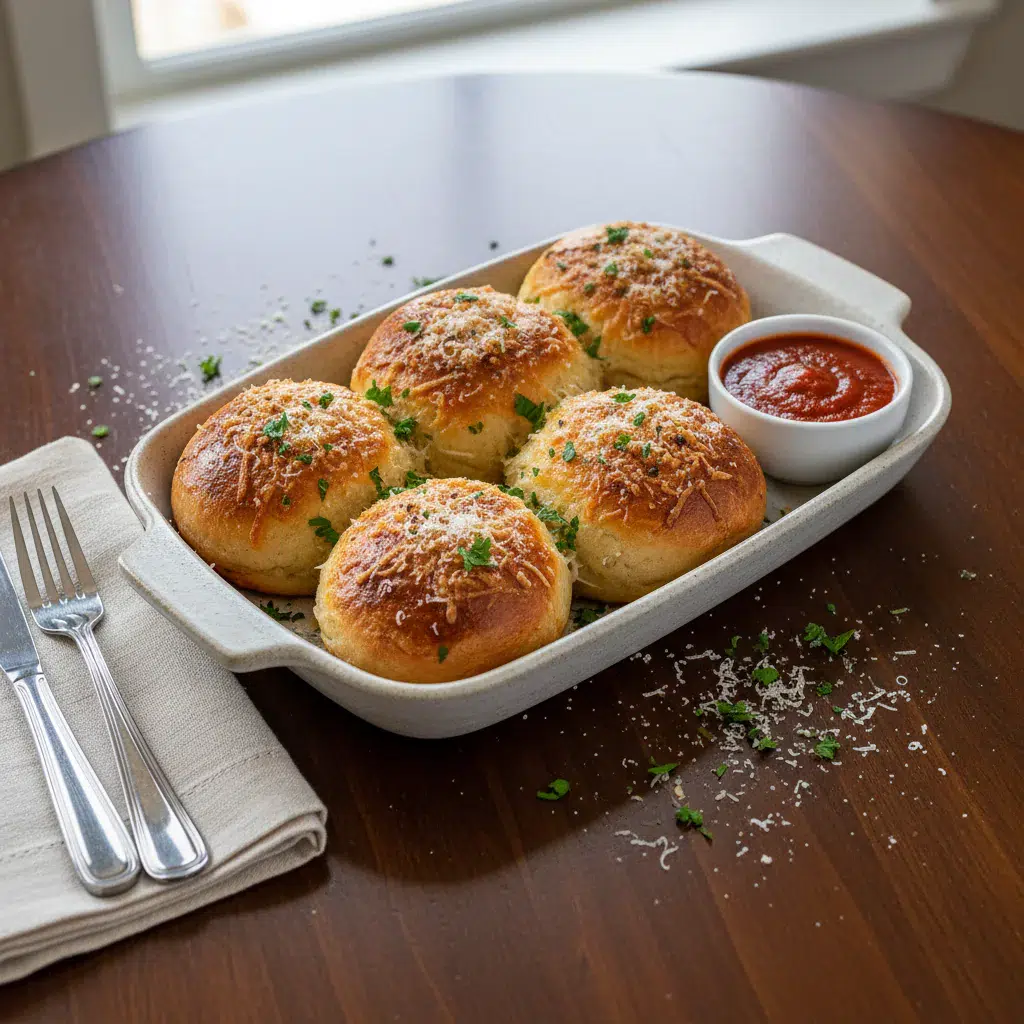 Garlic Parmesan Cheeseburger Bombs - final presentation