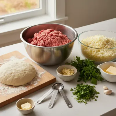 Garlic Parmesan Cheeseburger Bombs - ingredients preparation