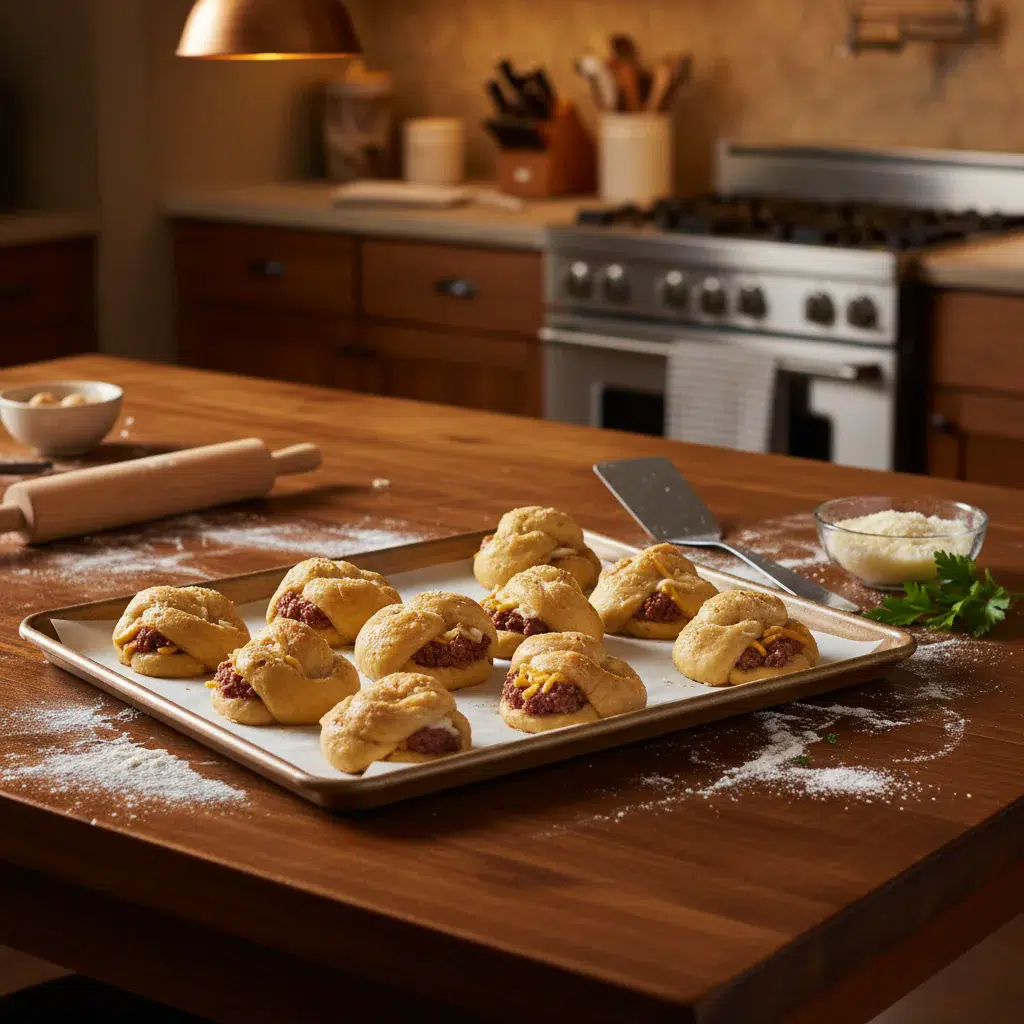 Garlic Parmesan Cheeseburger Bombs - cooking process