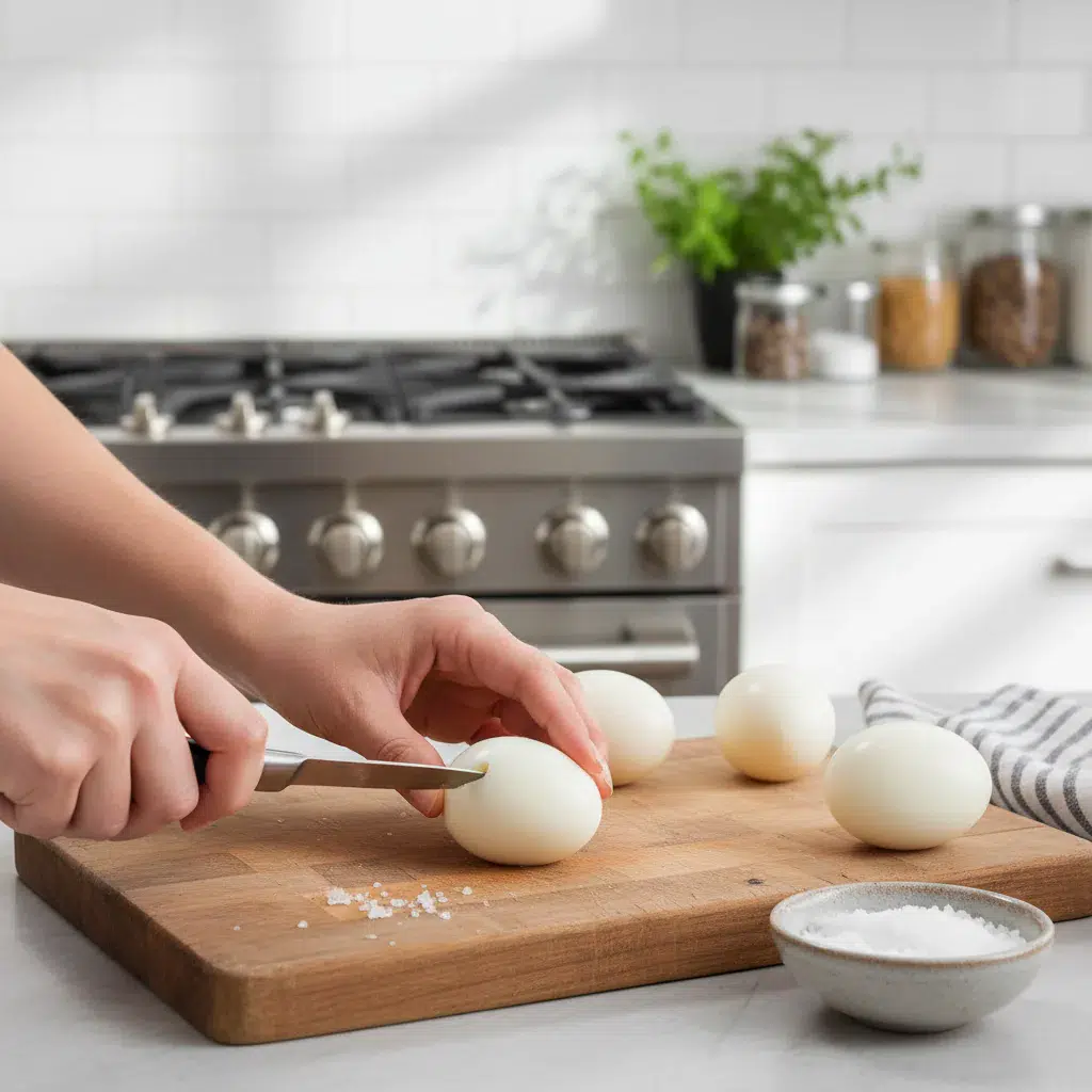 Ghost Hardboiled Eggs Recipe - cooking process