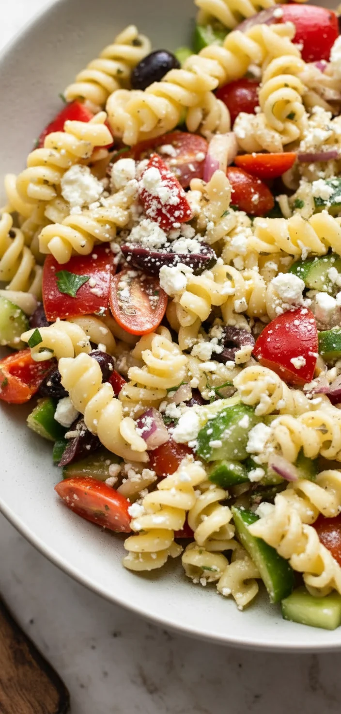 Easy Greek Pasta Salad - feature image