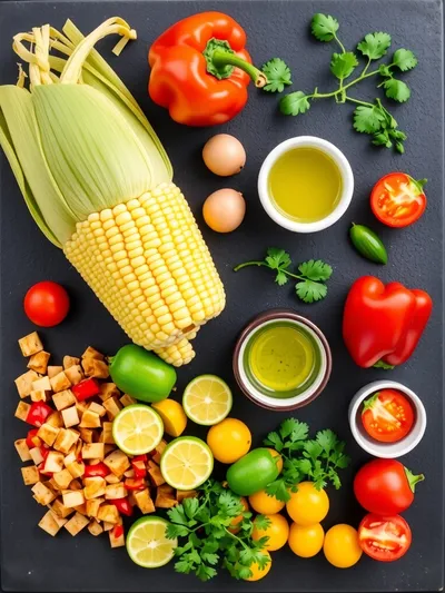 Grilled Corn Salad Recipe - ingredients preparation