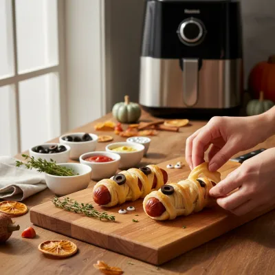 Halloween Air Fryer Hot Dogs: Spooky & Easy! - cooking process