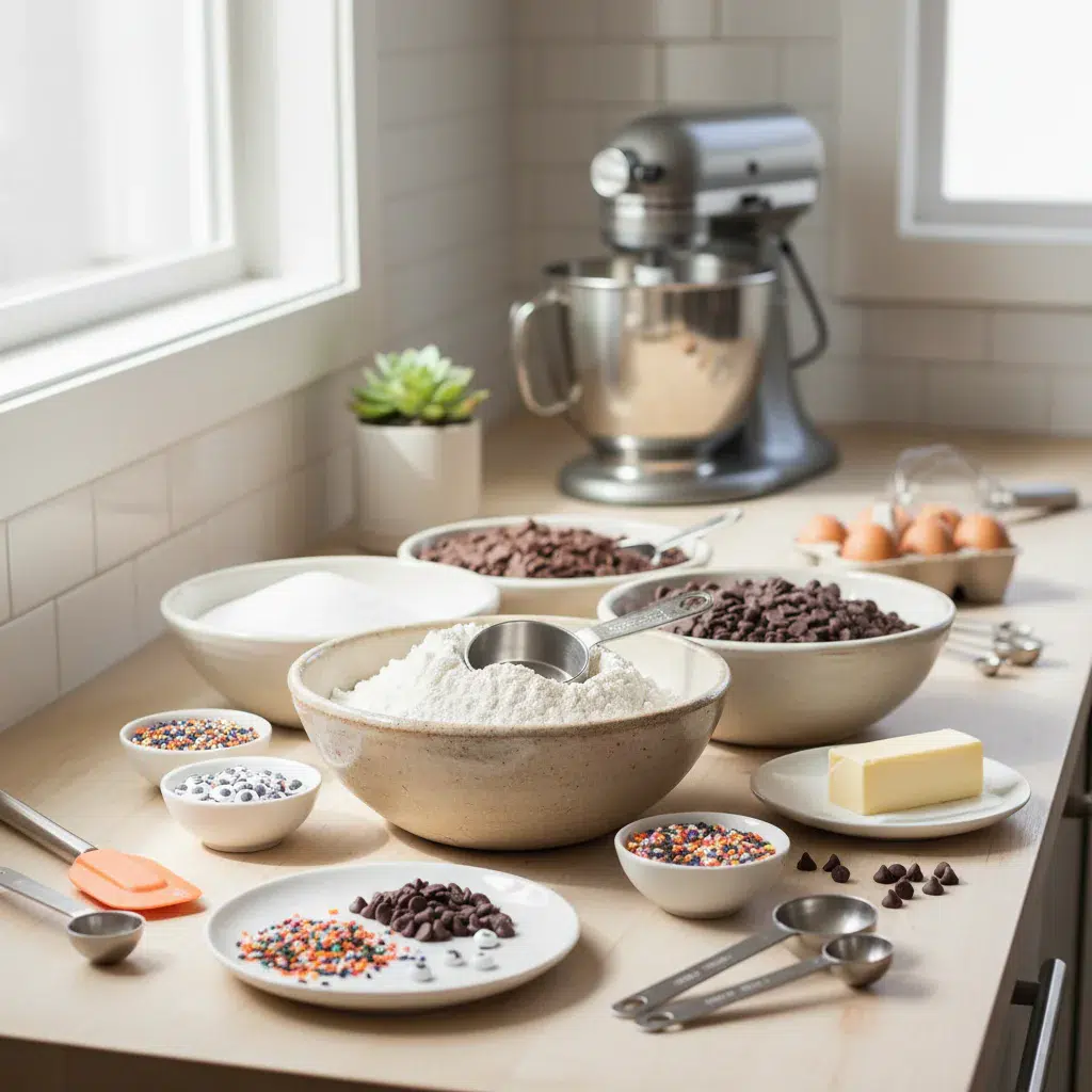 Halloween Chocolate Chip Cookies Recipe - ingredients preparation