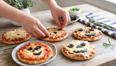 Halloween Mini Pizzas: Spooky Snack Board Idea - cooking process