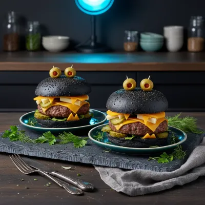 Halloween Monster Burgers: Easy Party Recipe - ready to serve