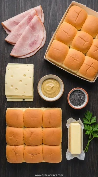 Delicious Ham and Cheese Sliders Recipe - ingredients preparation