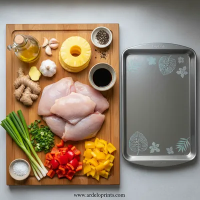 Hawaiian Chicken Sheet Pan Recipe - cooking process