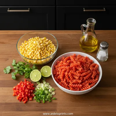 Healthy Street Corn Pasta Salad - cooking process