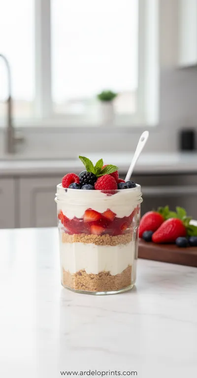 High Protein Cheesecake Jars Recipe - ready to serve
