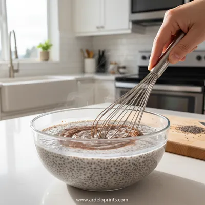 High Protein Chocolate Chia Seed Pudding Recipe - cooking process