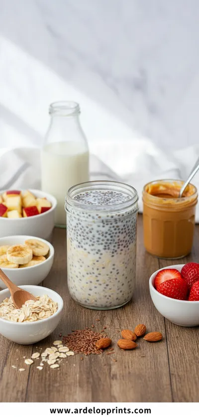High-Protein Overnight Oats - ingredients preparation