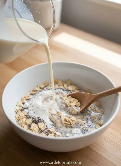 High-Protein Overnight Oats - ingredients preparation