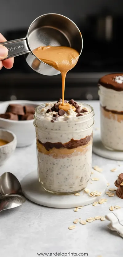 High Protein Peanut Butter Chocolate Overnight Oats - ingredients preparation