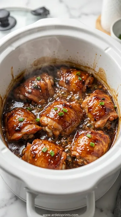 Crockpot Honey Garlic Chicken Thighs Recipe - cooking process
