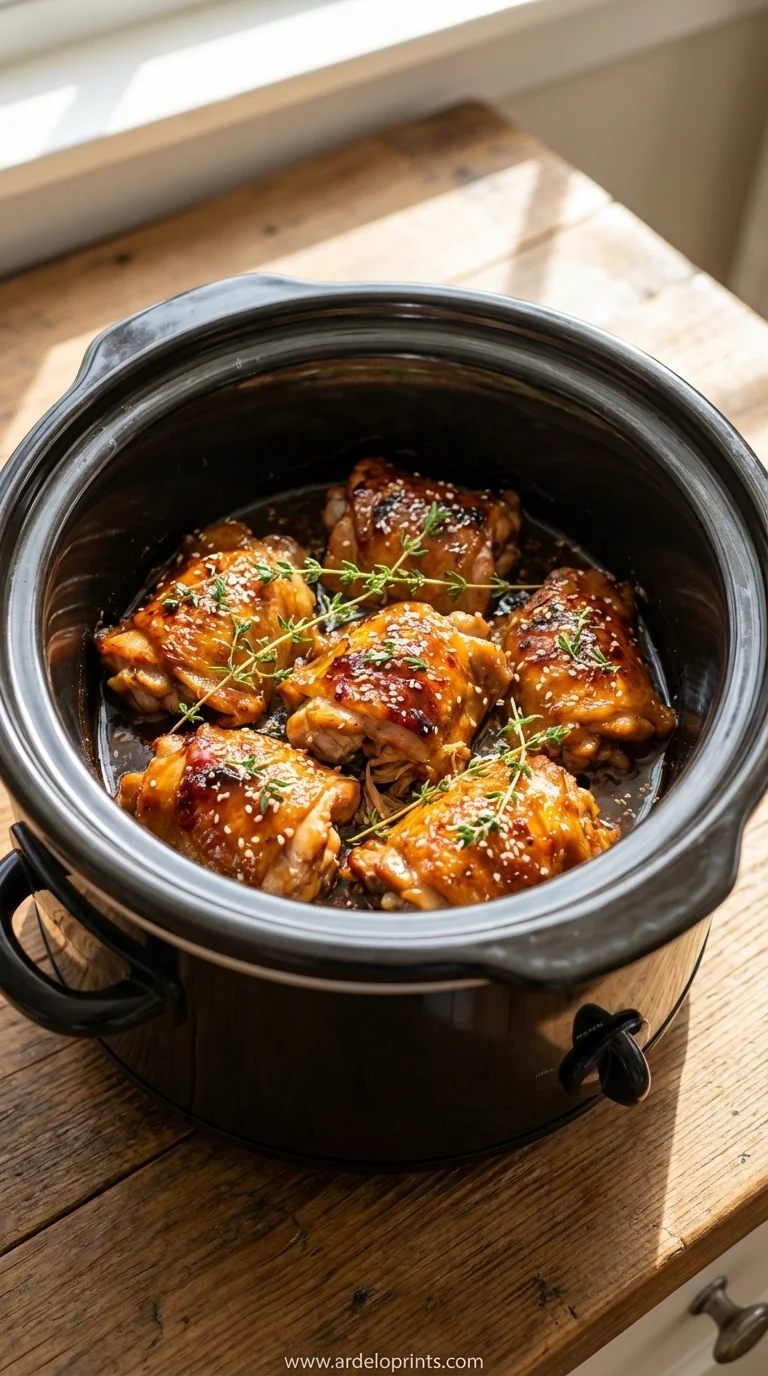Honey Garlic Chicken Thighs Recipe: Slow Cooker - feature image
