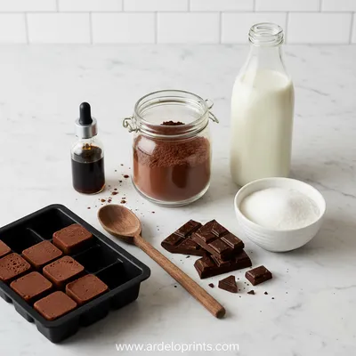 Iced Hot Cocoa with Chocolate Ice Cubes - cooking process
