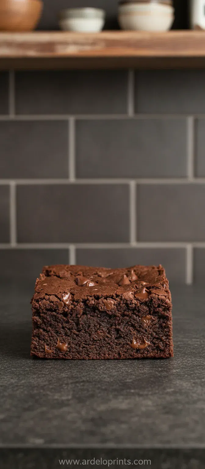 A stack of fudgy Greek yogurt chocolate brownies on a plate.