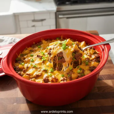 Crockpot Cheesesteak Potato Casserole