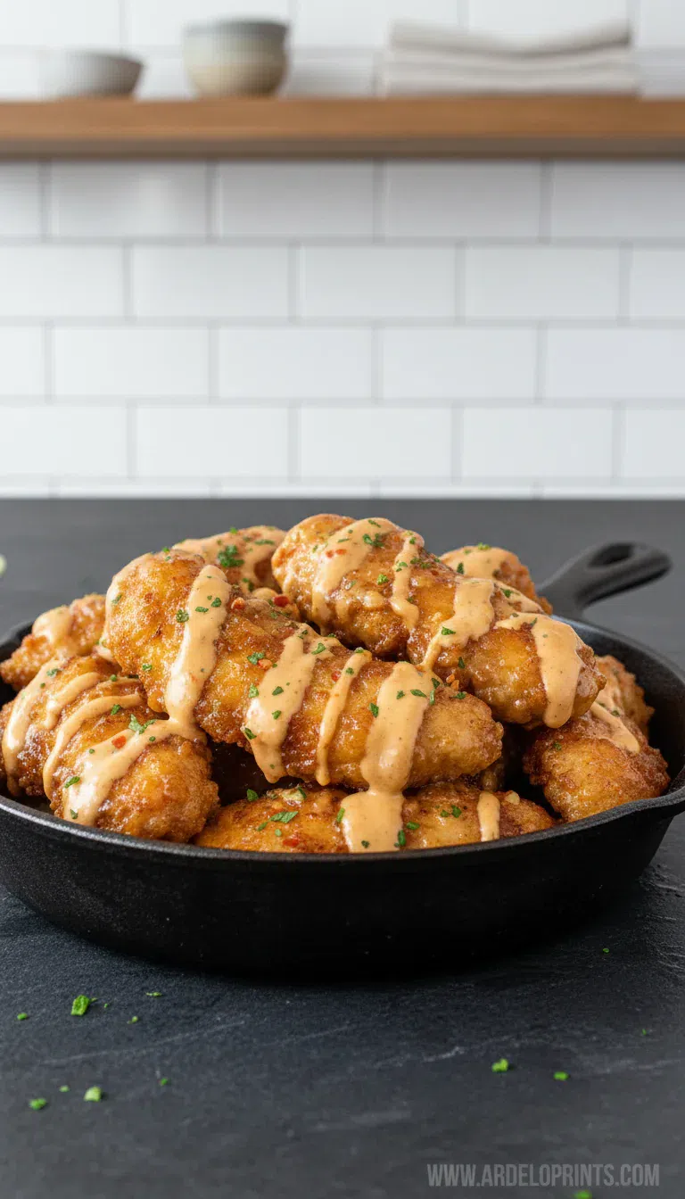 Crispy Bang Bang Chicken Tenders with homemade sauce