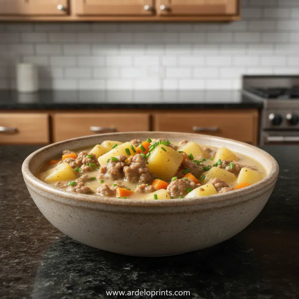 Crockpot Creamy Potato Hamburger Soup: Easy Recipe - feature image