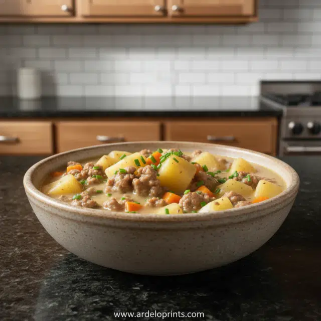 Crockpot Creamy Potato Hamburger Soup: Easy Recipe