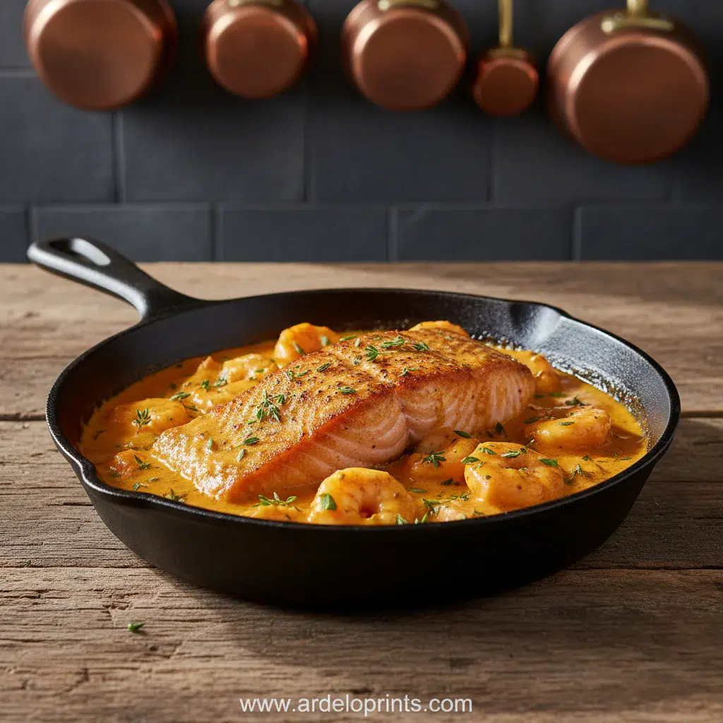Cajun Creamy Salmon and Shrimp Recipe - feature image