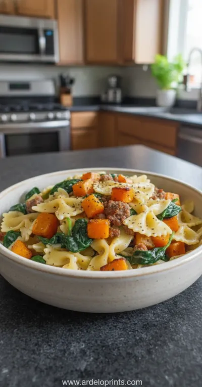 Butternut Squash Pasta with Beef Sausage