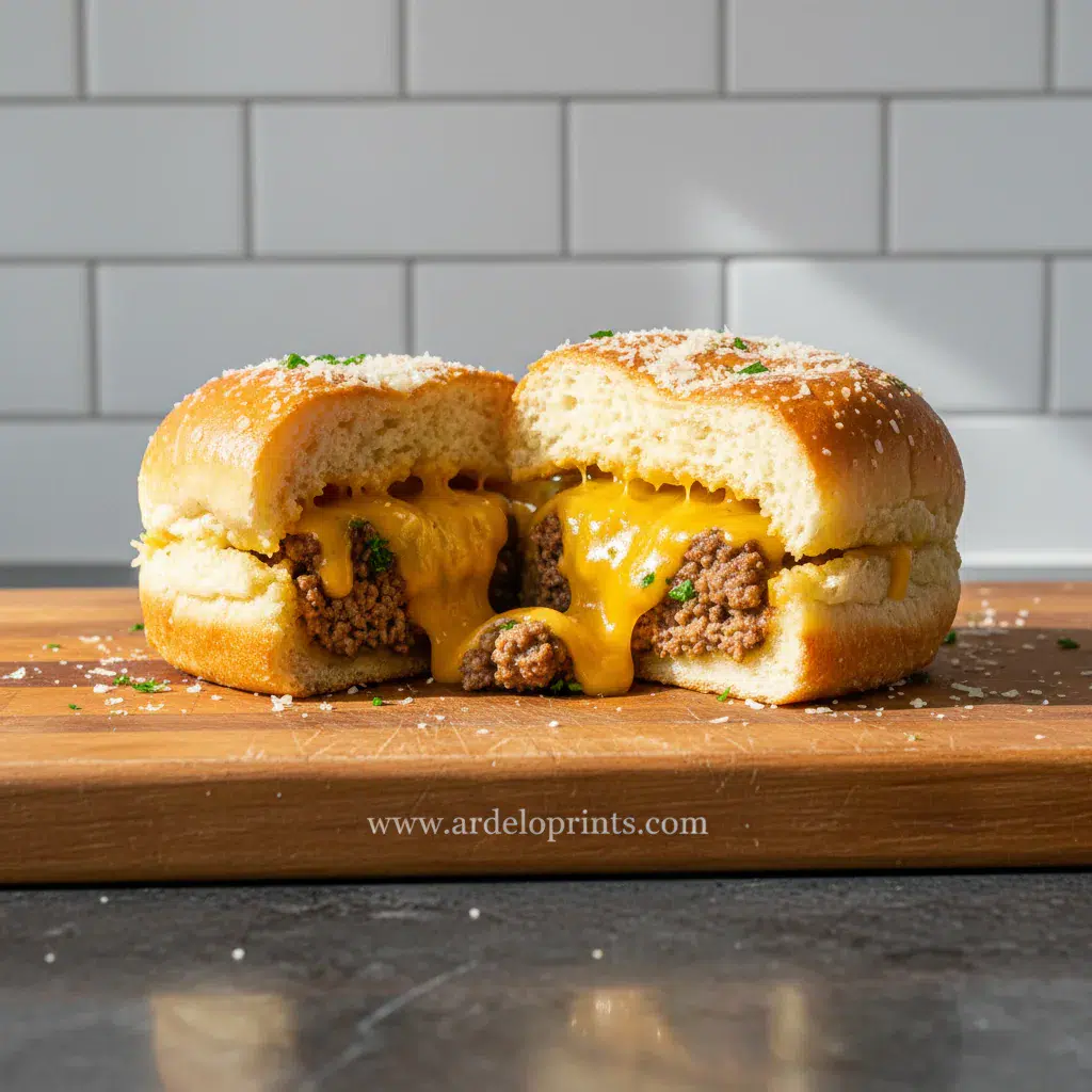 Garlic Parmesan Cheeseburger Bombs Recipe - feature image