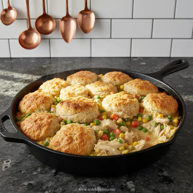 Chicken Pot Pie Casserole with Biscuits