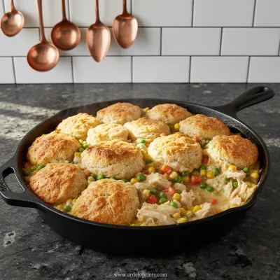 Chicken Pot Pie Casserole with Biscuits