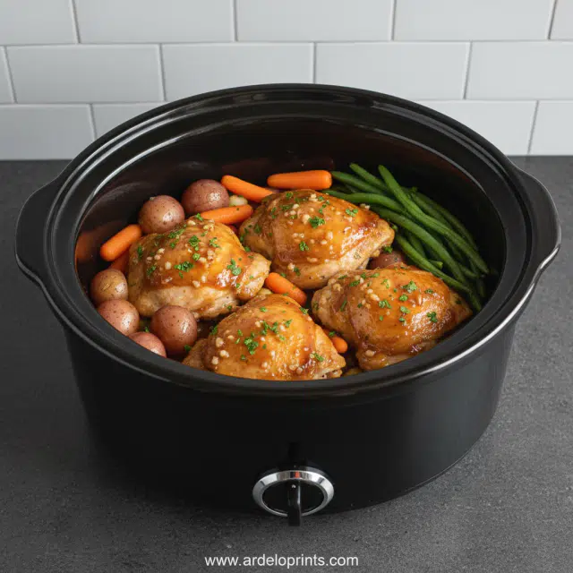 Slow Cooker Honey Garlic Chicken & Veggies