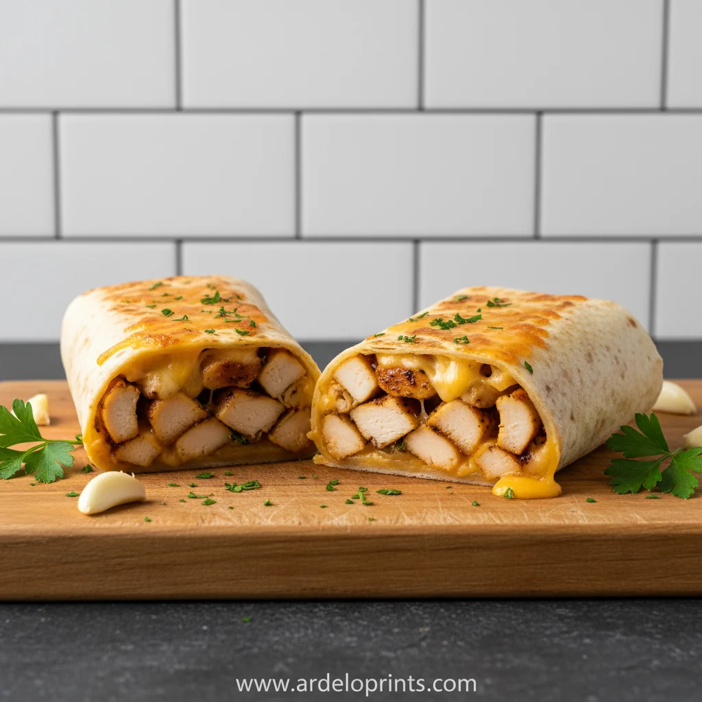 Cheesy Garlic Chicken Wraps Recipe - feature image