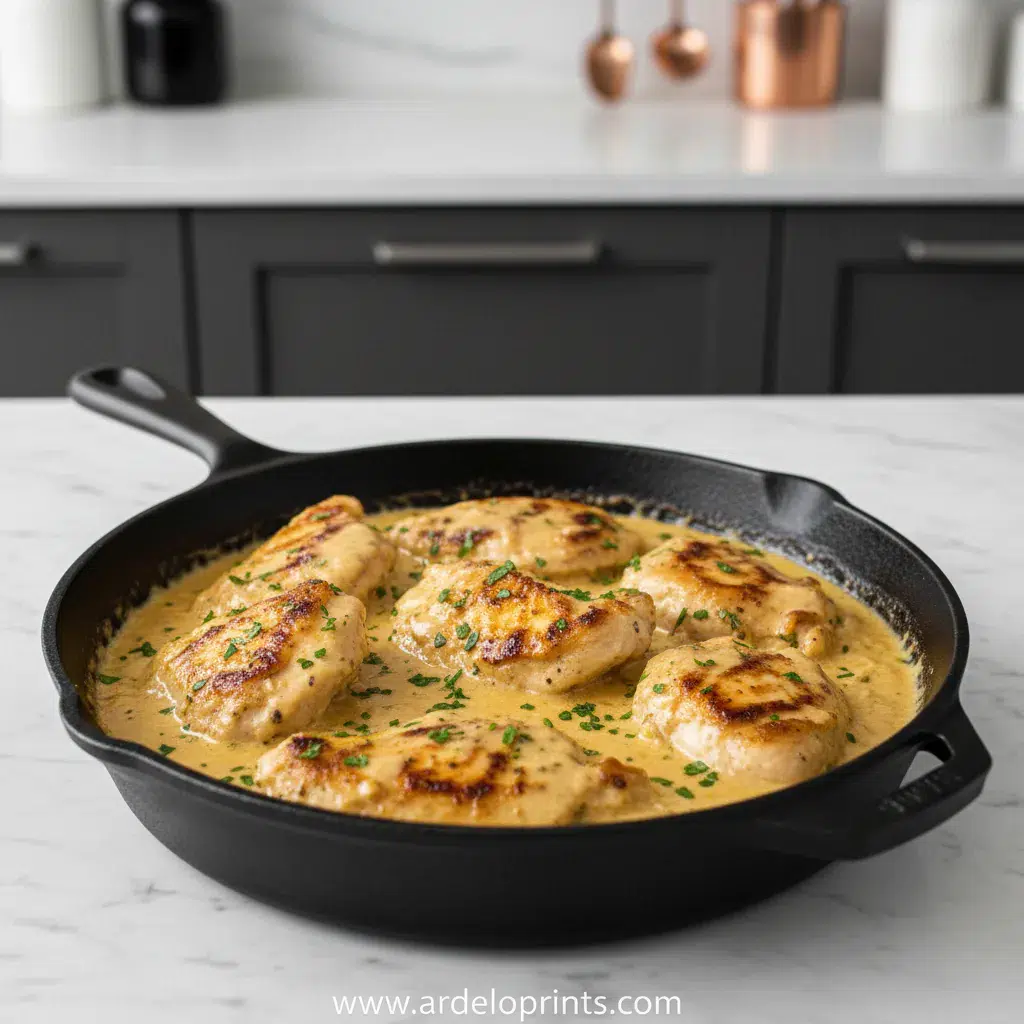 Creamy Garlic Parmesan Chicken Recipe - feature image