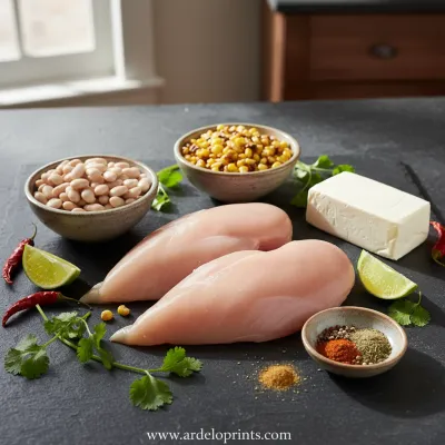 White Chicken Chili with Cream Cheese Recipe - ingredients preparation