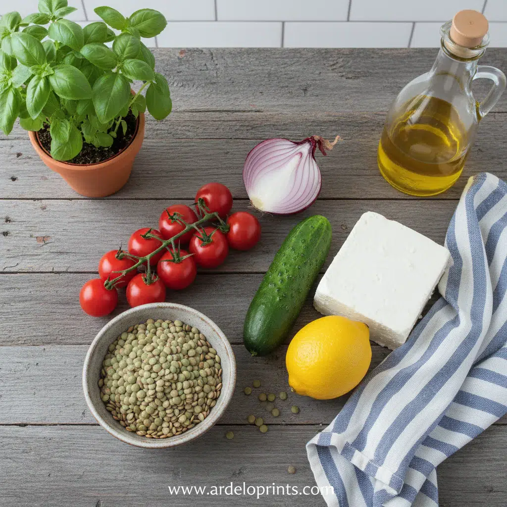 Mediterranean Lentil Salad: Fresh & Healthy - ingredients preparation